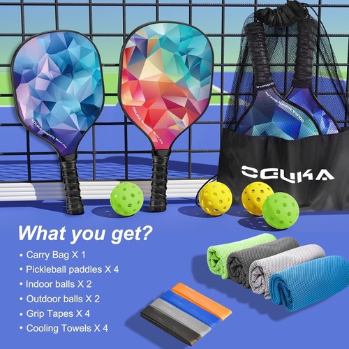 Pickleball Paddle, Omologato USAPA Leggero Pickleball Paddle Set di 4 Rosso - Foto 8 di 8