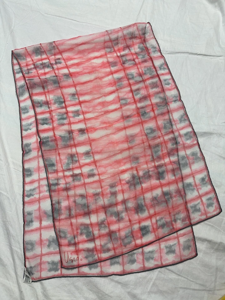 Vtg 60s 70s Vera Sheer Scarf Neumann Silk Nylon Colorful Bright Groovy Mod Red - Image 3 of 4