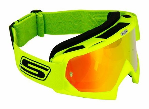 Mascherina occhiali omologati S-LINE moto sci GIALLO FLUO CROSS ENDURO  IRIDIUM | eBay