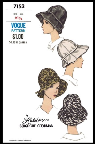 VOGUE #7153 HAT BUCKET Designer HALSTON 