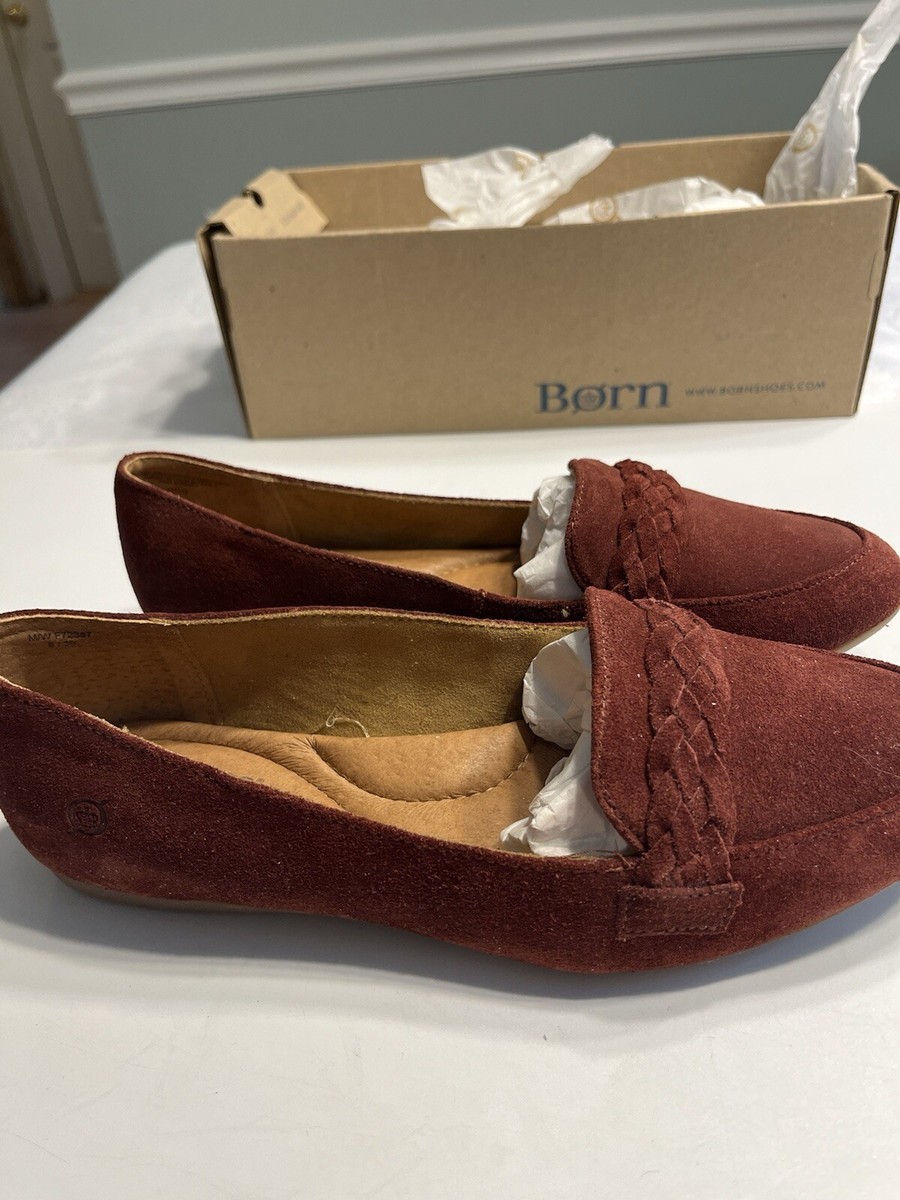 Born Mirror Braided Suede Slip On Loafers Russett Red Brown  display picture 1