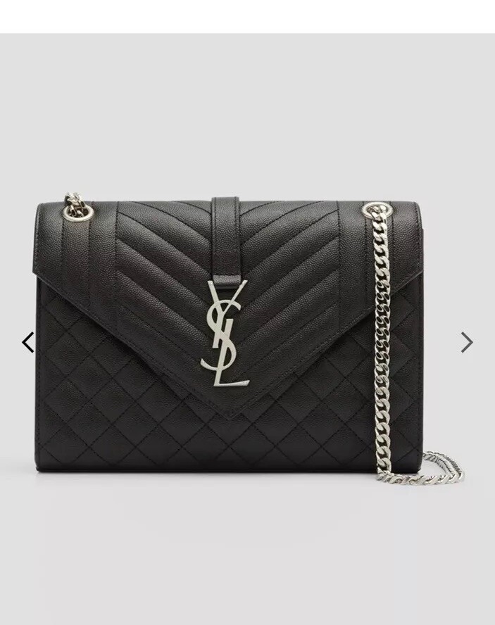 SAINT LAURENT YSL Borsa a tracolla nera e argento