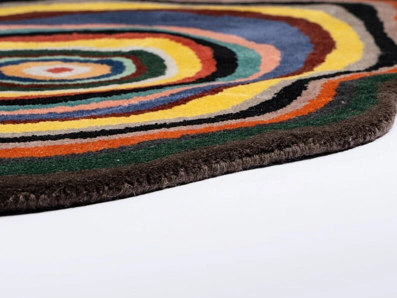 Irregular Handmade Tufted Wool Carpet for Living Room, Bedroom, Hall, Entryway - Image 4 of 4