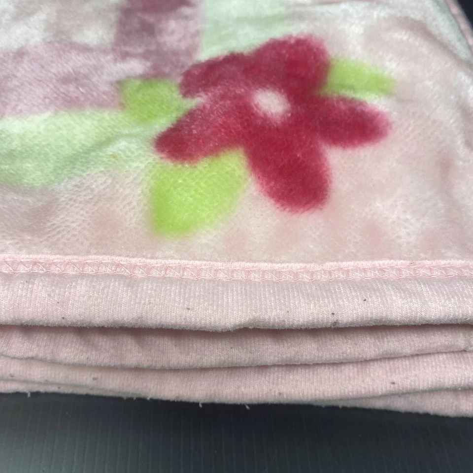 Manta bebé rosa Wamsutta bailarina conejito conejo flor felpa lujo tiro polar Foto 4 de 4