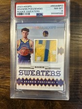 2023 Brandin Podziemski RC Hoops Rookie Sweaters #RSW-BPO Prizm Logo GSW PSA 8!