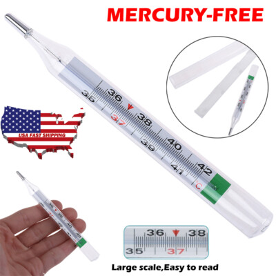 Thermometer MERCURY-FREE Scale Traditional Glass Clinical Accuracy Body Cold