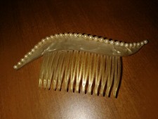 Vintage Pearl Hair Comb Celluloid with Artificial Pearls