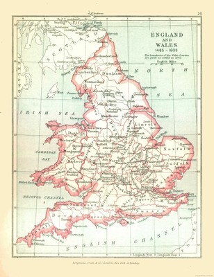 Historic Map - England Wales 1543 - Gardiner 1902 - 23 x 29.86
