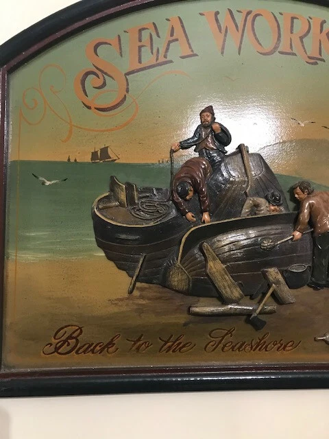 Tableau en bois et relief motif pêcheur - Photo 2/3