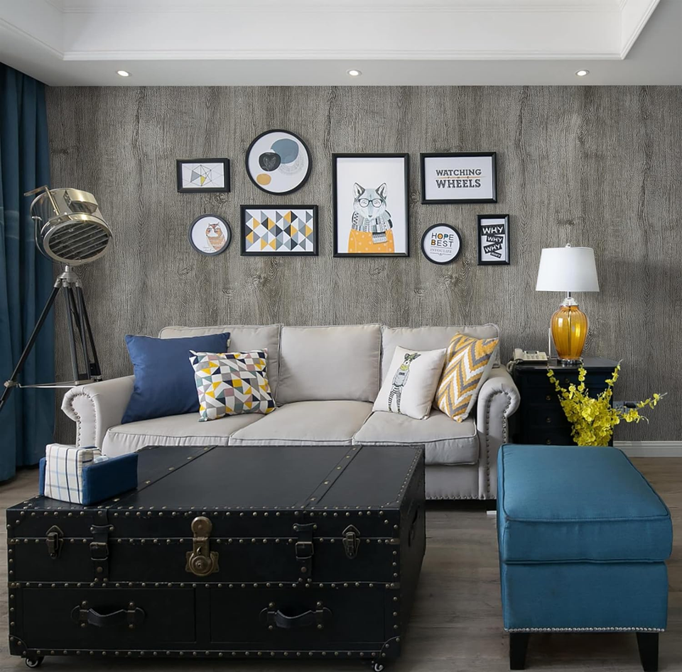 17.7"X118" Wood Wallpaper Grey Wood Peel and Stick Wallpaper Gray Wood