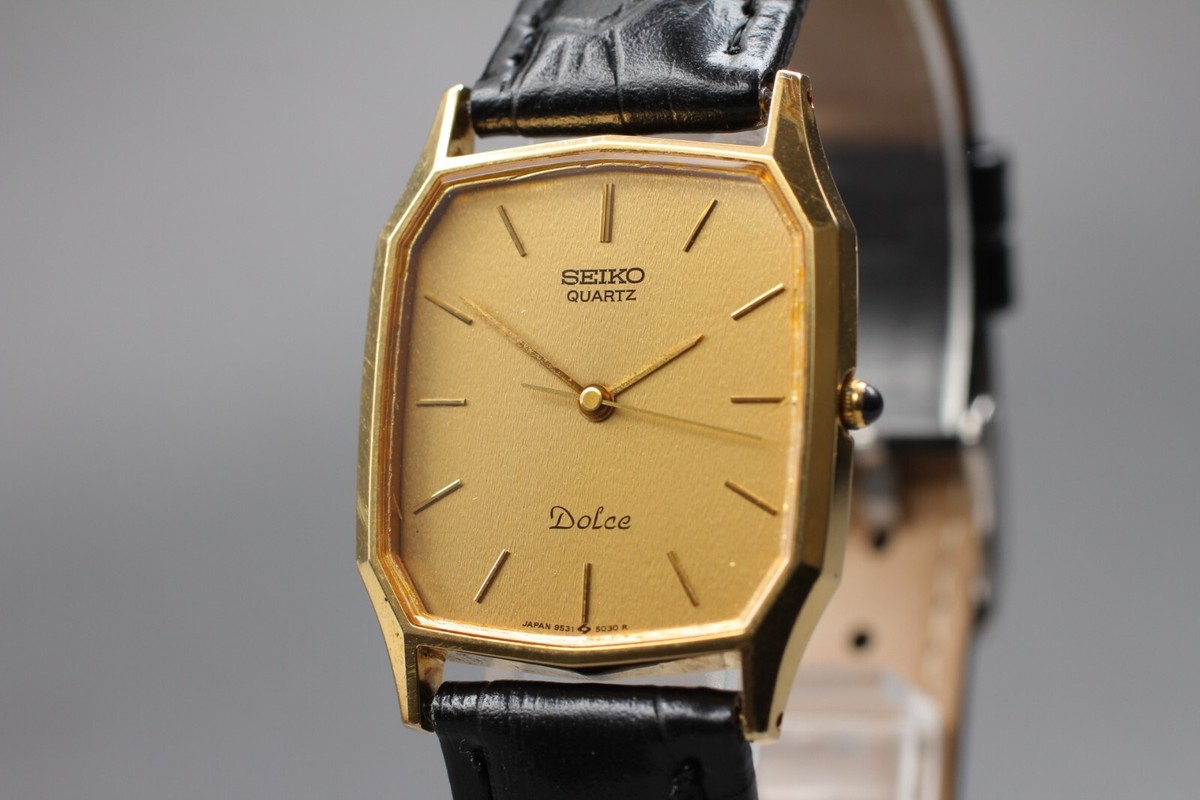 SEIKO ヴィンテージ リング ルビー サンプラチナ アールデコ 953 N MINT] Vintage Seiko Dolce 9531-5030 Gold Dial Men's Quartz