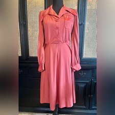 VINTAGE  70  s Dagger Collar Fit  Flair Dress