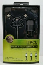 2-in-1 USB AC Home Charger + 4' Cable Kit iPhone, Android, Type-C Black 50051