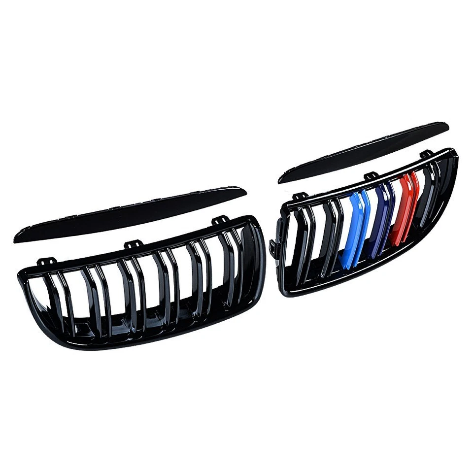 Parrilla negra color M + tapa de cubierta de espejo de fibra de carbono para BMW E90 E91 05-08 Foto 3 de 4