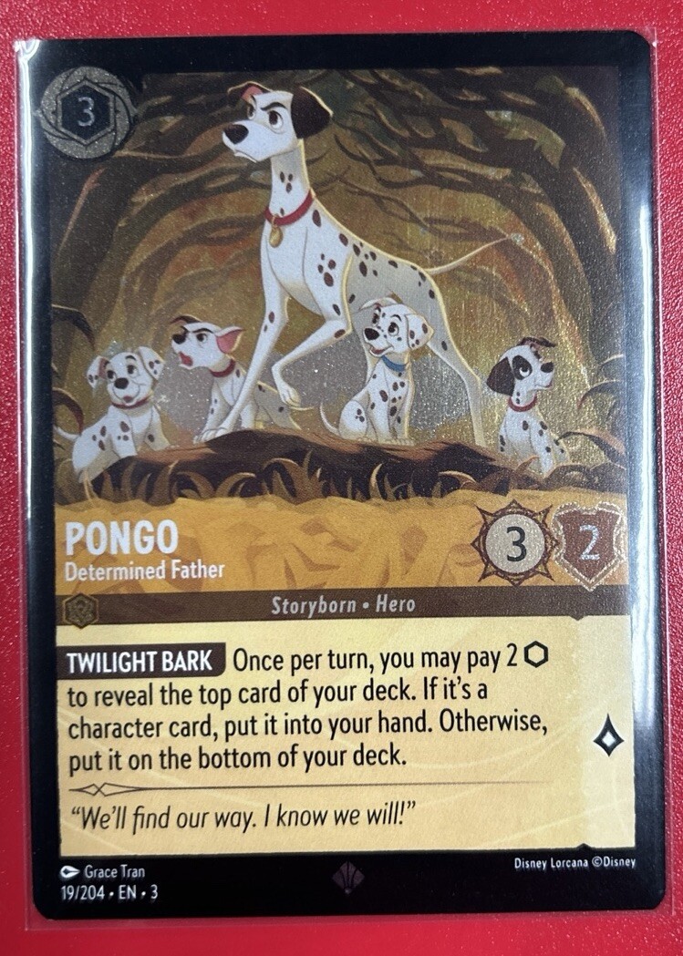 FOIL Disney Lorcana: Into The Inklands - Pongo - Determined Father - 19/204  FOIL