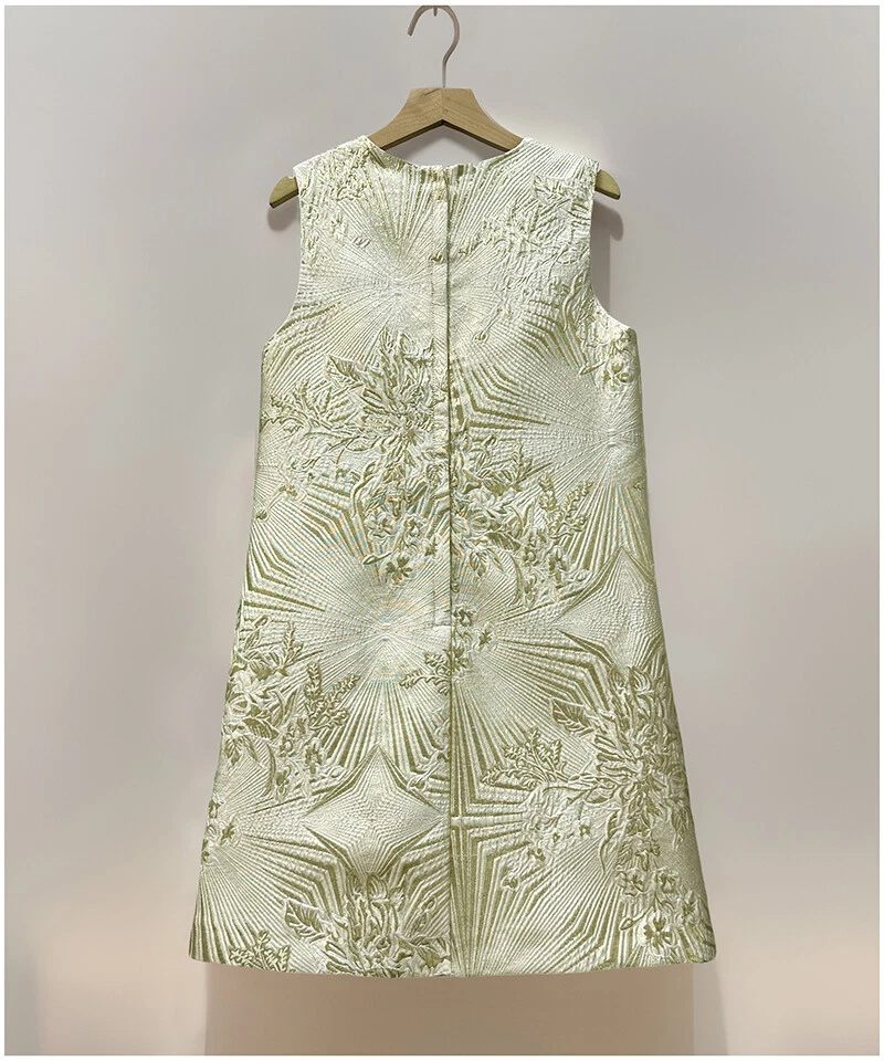 OFF WHITE Abito donna lusso jacquard cotone fatto a mano unghie perline fiori gilet gonna slim fit