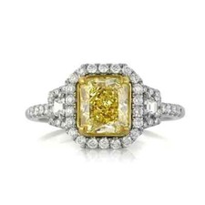 Radiant Cut 2.25CT Genuine Citrine 14K 2-Tone Gold Over Engagement Wedding Ring