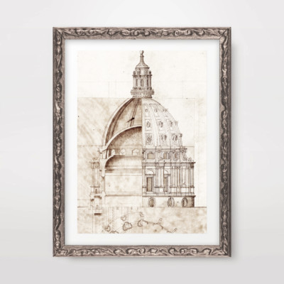 KUPPEL ARCHITEKTUR PLÄNE DIAGRAMM ZEICHNUNG KUNSTDRUCK Poster Wohndeko Bild