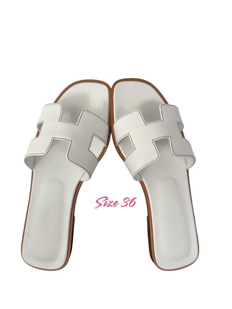 Hermes Oran White Calfskin Sandals Size 36 Eu New