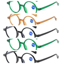5 Pack Retro Small Round Frame Anti-Blue-Ray Universal Old Light Reading Glasses