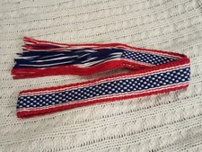 SALE! 20192437 Powder horn strap belt red, white, blue cotton 50" long x 1 3/4"