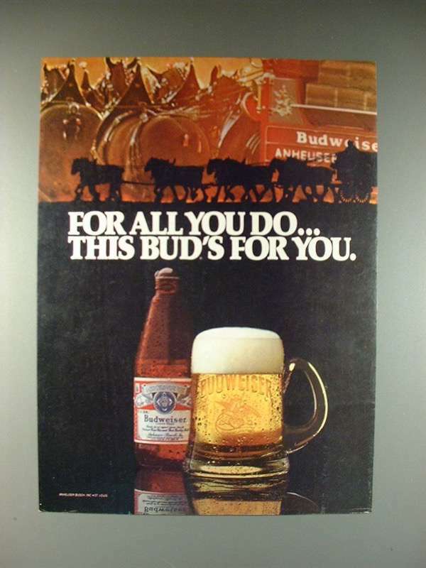 1980 Budweiser Beer Ad - This Bud's For You! | eBay