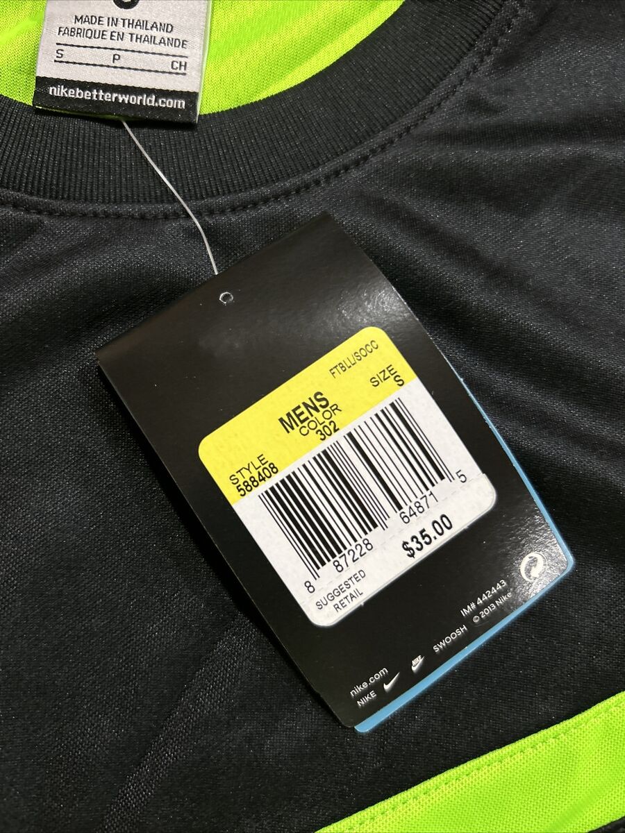 Nike Dri-Fit Soccer Jersey 588408 Neon Green / Black Mens Nike Dri-Fit Soccer Jersey 588408 Neon Green / Black Mens