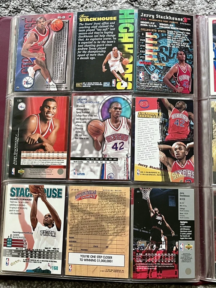Lote de 48 tarjetas de baloncesto Jerry Stackhouse novato NBA Fleer Topps cubierta superior Foto 2 de 4