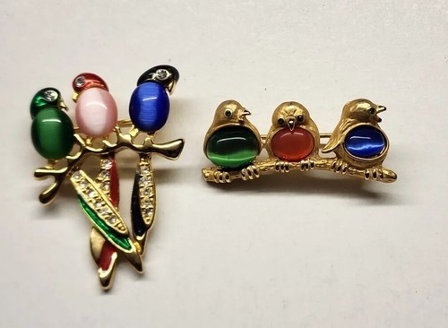 Vintage unbranded multicolor Jelly bird Brooches very beautiful A3