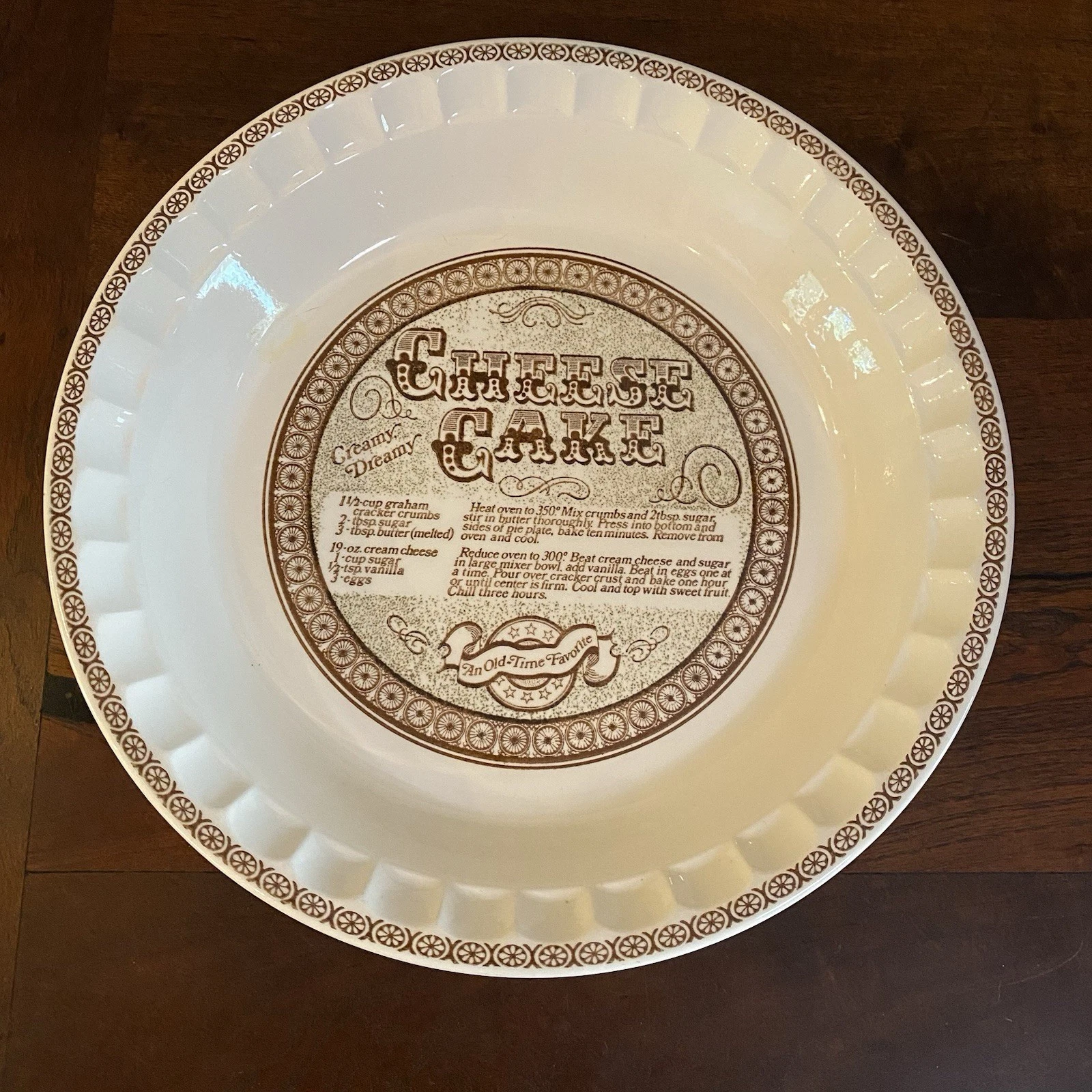 Cheesecake Pie Dish Ceramic 11" Fluted Edge Country Harvest Royal China Recipe