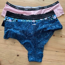 3 Pack Victoria's Secret sz L Stretch Cheekster Lace Panty Lot Bundle Set