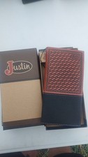Justin Rodeo Wallet Leather Brown Black RFID Secure Leather 2005767W8 NWT