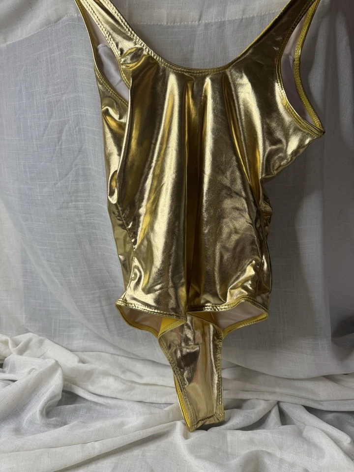 YAUASOPA Sexy Líquido Metálico Brillo Una Pieza Push Up Traje de Baño/Rave/Festival Foto 3 de 4