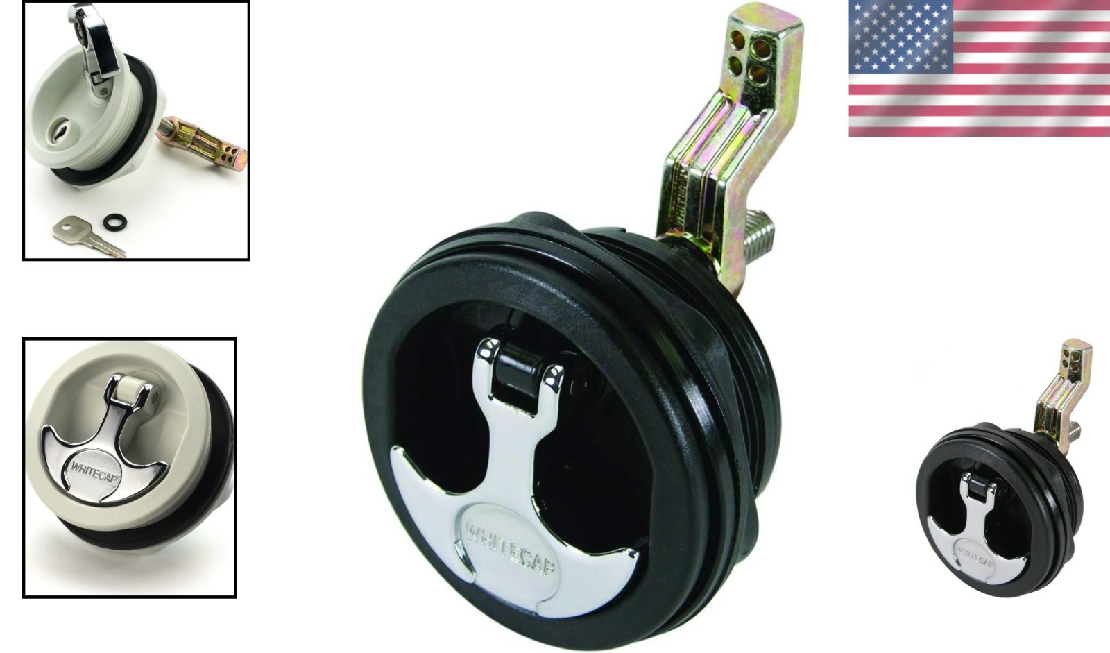 S-0226BC Modern T-Handle Latch with Keyed Lock - Black for Freshwater Boats