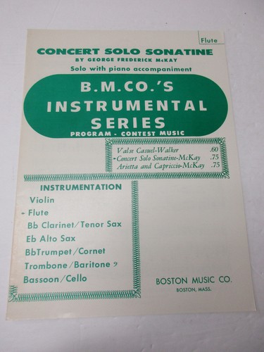 George McKay Concert Solo Sonatine Flute and Piano Sheet Music Boston Co