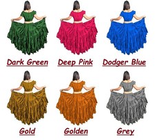 Women Satin 32 Yard 5 Tier Skirt Belly Dance Ruffle Gypsy Flamenco Skirt