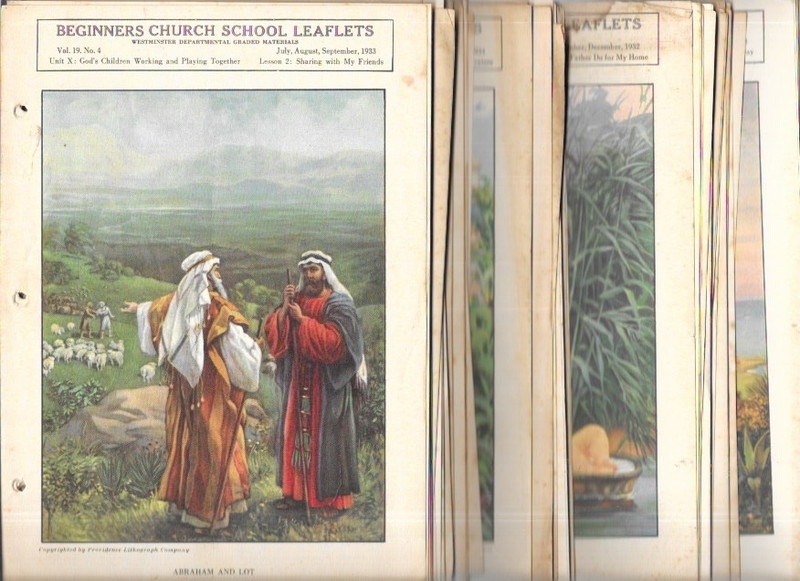 1933-38 BEGINNERS CHURCH SCHOOL LEAFLETS, Lot Of 130