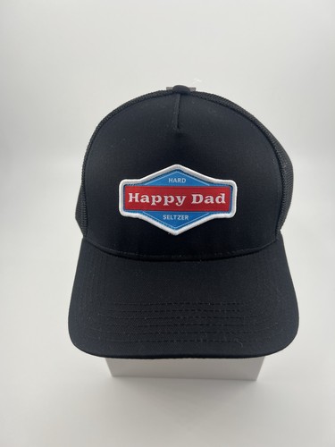 Hard Happy Dad Seltzer Graphic Print Logo Net In The Back Black Adjustable Hat
