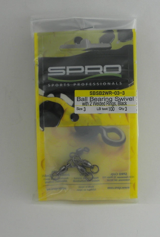 Spro SBSB2WR-03-2 Black Ball Bearing Swivel 2 Weld Size 3 100 lb Test 3CT - Image 2 of 3