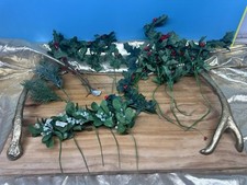 Vintage Plastic Holly  Berry Christmas Faux Greenery Mistletoe Lot 17 Pcs