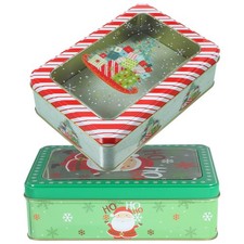 2pcs Christmas Candy Boxes Iron Gift Boxes Adorable Cookie Storage Cookie Boxes