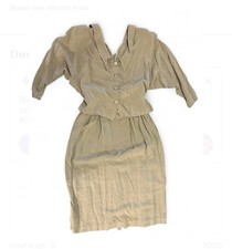 Vintage Two Piece 50 s Beige Beautiful Skirt Top Set - Size Small