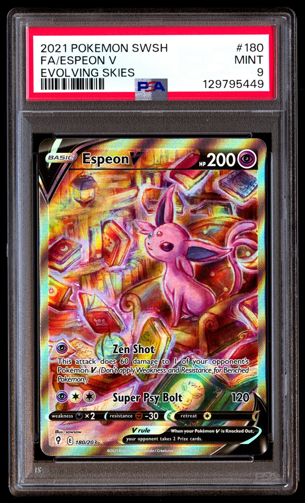 PSA 9 Espeon V 180/203 Evolving Skies Pokemon