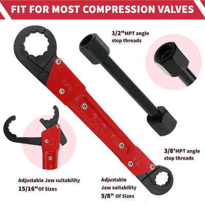 Plumbing Tool Plumbers Wrench Removal Tool Angle Stop Wrench Angle-On Wrench Kit
