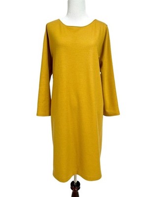 Harris Wharf London Dress Sz Medium Oversized Gold Virgin Wool 3/4 Slv Italy New