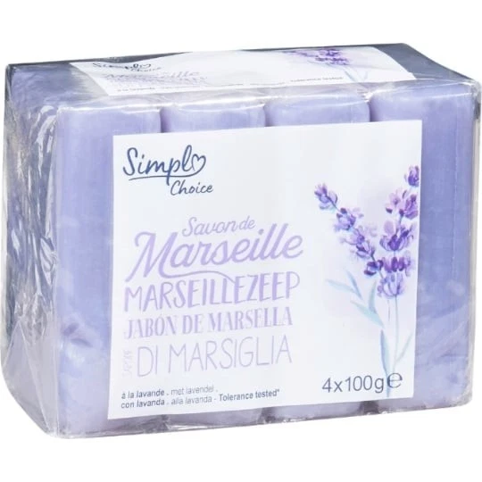 CARREFOUR Solid Marseille Soap Lavender SIMPLY . 4 X Bars