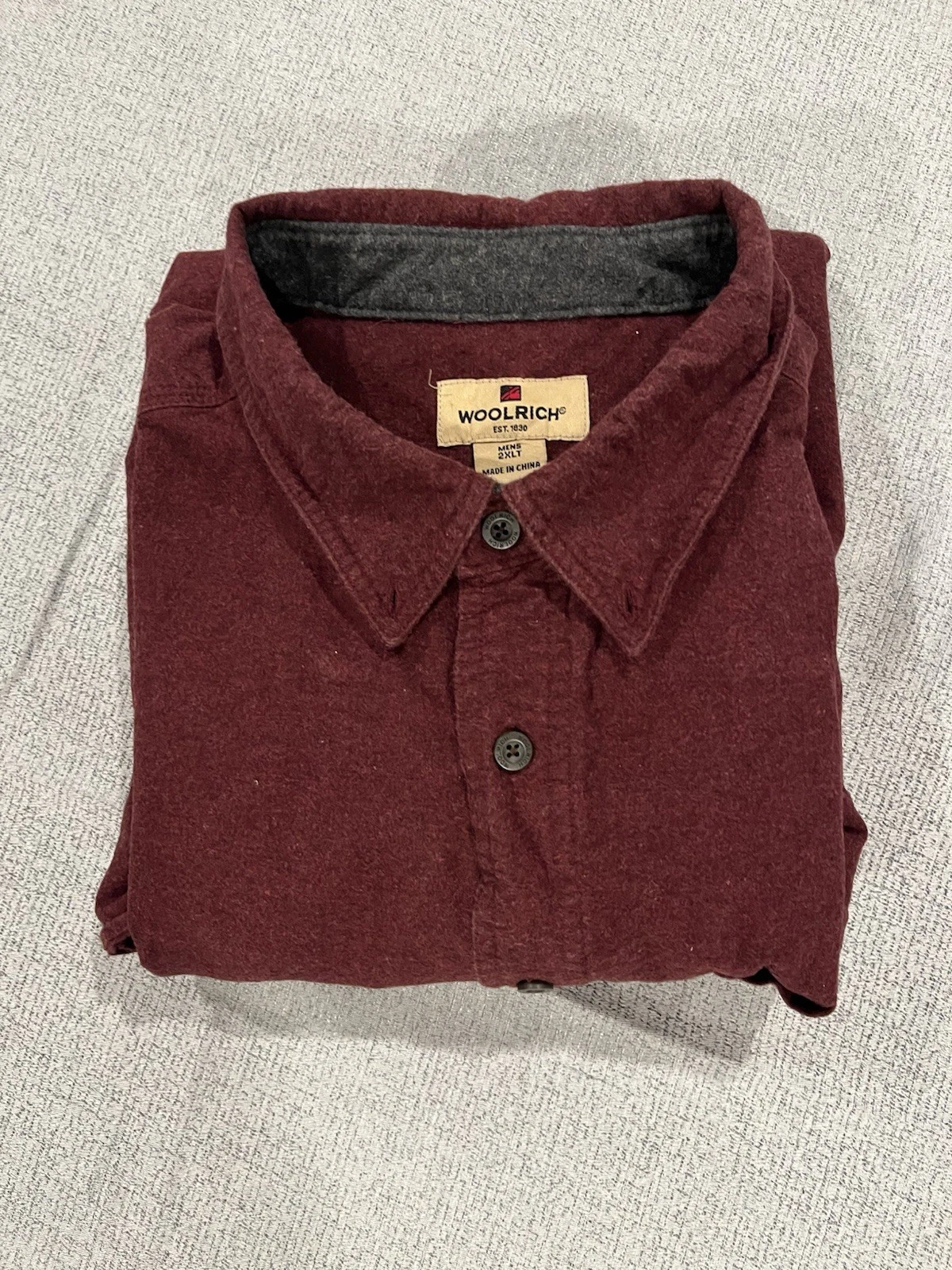 Woolrich Maroon Long Sleeve Flannel Work Shirt Men’s 2XLT Button-Down