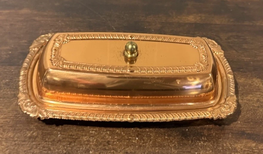 Vintage CopperCraft Guild Covered Butter Dish Copper/ Glass