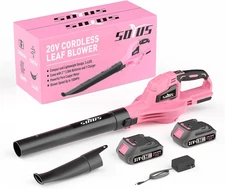 20V Cordless Leaf Blower with 2X2.0Ah Battery and Charger, 150 MPH, Pink