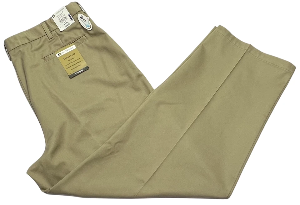 Croft & Barrow Pants Mens (40X30) Khaki 100% Cotton Twill Plain Front NWT $40 - Image 3 of 4